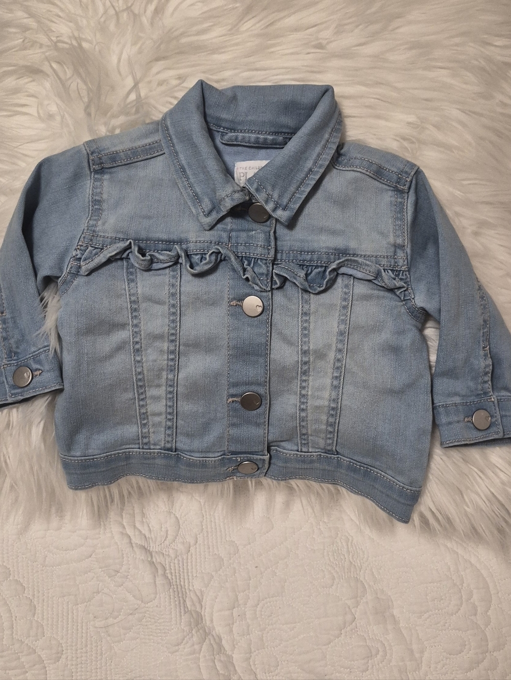 The Children's Place Light Blue Denim Ruffle Jacket